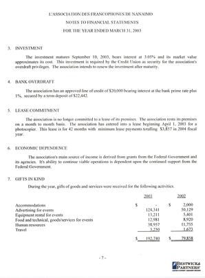   ÉTATS FINANCIERS - EN, 2003   , page 9