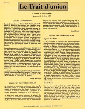   LE TRAIT D'UNION, 1990   , page 1