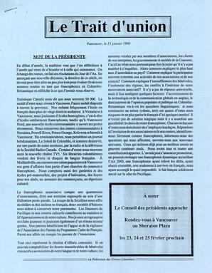   LE TRAIT D'UNION, 1990   , page 1