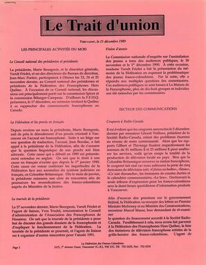   LE TRAIT D'UNION, 1989   , page 1