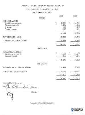   ÉTATS FINANCIERS - EN, 2003   , page 4