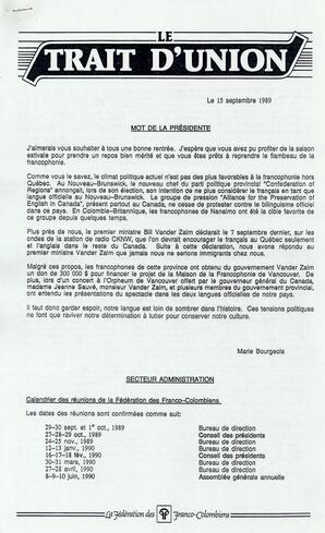   LE TRAIT D'UNION, 1989   , page 1