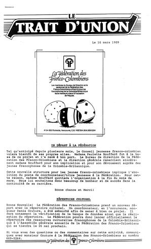   LE TRAIT D'UNION, 1989   , page 1