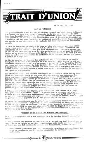   LE TRAIT D'UNION, 1989   , page 1