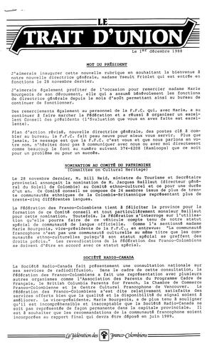   LE TRAIT D'UNION, 1988   , page 1