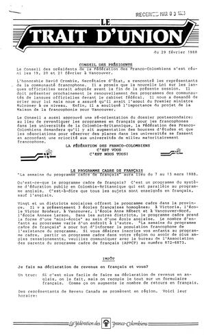   LE TRAIT D'UNION, 1988   , page 1