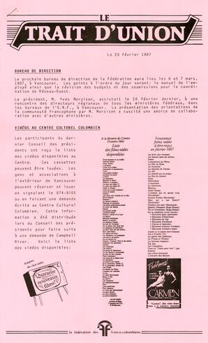   LE TRAIT D'UNION, 1987   , page 1