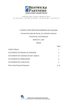   ÉTATS FINANCIERS - EN, 2001   , page 2