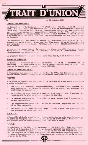   LE TRAIT D'UNION, 1986   , page 1