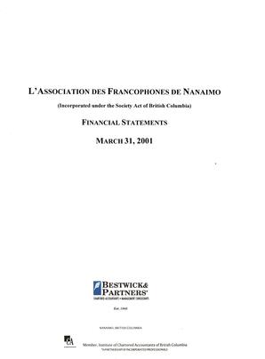   ÉTATS FINANCIERS - EN, 2001   , page 1