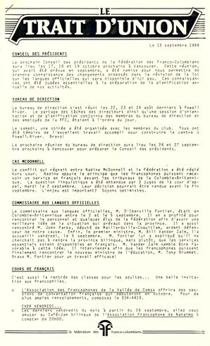   LE TRAIT D'UNION, 1986   , page 1