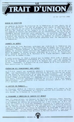   LE TRAIT D'UNION, 1986   , page 1