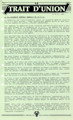   LE TRAIT D'UNION, 1986   , page 1