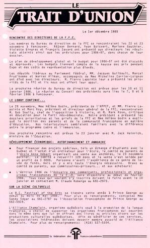   LE TRAIT D'UNION, 1985   , page 1