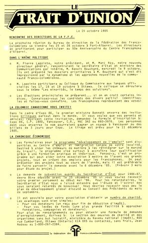   LE TRAIT D'UNION, 1985   , page 1