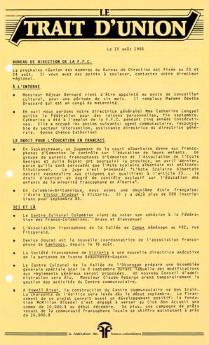   LE TRAIT D'UNION, 1985   , page 1
