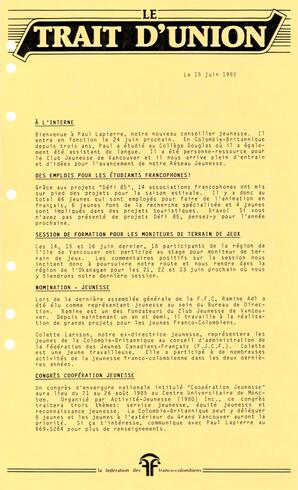   LE TRAIT D'UNION, 1985   , page 1