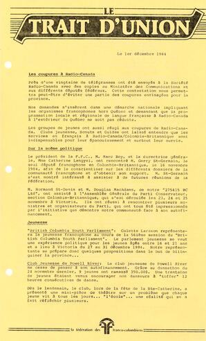   LE TRAIT D'UNION, 1984   , page 1
