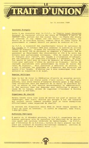   LE TRAIT D'UNION, 1984   , page 1