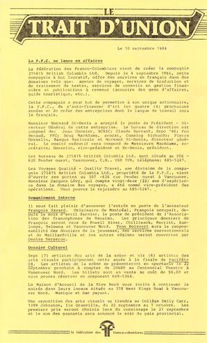   LE TRAIT D'UNION, 1984   , page 1