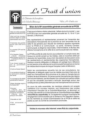   LE TRAIT D'UNION, 2001   , page 1