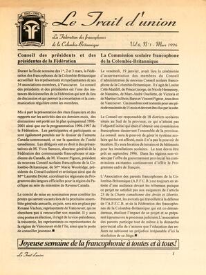   LE TRAIT D'UNION, 1996   , page 1