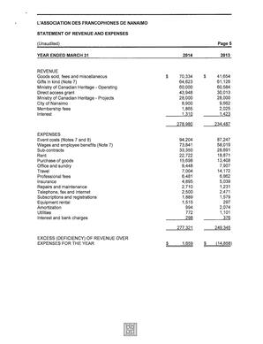   ÉTATS FINANCIERS - EN, 2014   , page 5