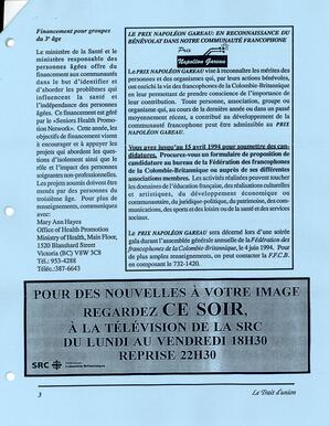   LE TRAIT D'UNION, 1994   , page 3