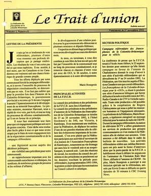   LE TRAIT D'UNION, 1992   , page 1