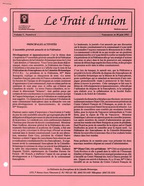   LE TRAIT D'UNION, 1992   , page 1