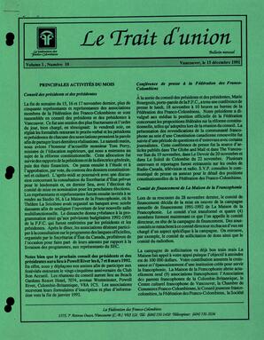   LE TRAIT D'UNION, 1991   , page 1