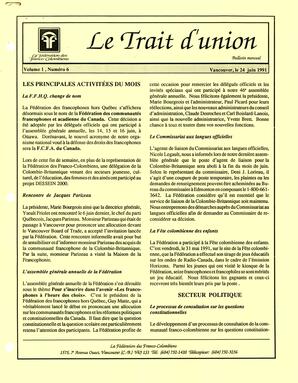   LE TRAIT D'UNION, 1991   , page 1