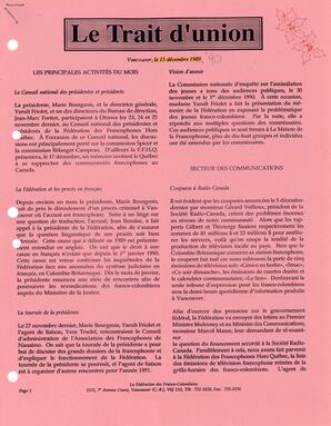   LE TRAIT D'UNION, 1989   , page 1