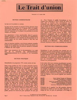   LE TRAIT D'UNION, 1990   , page 1