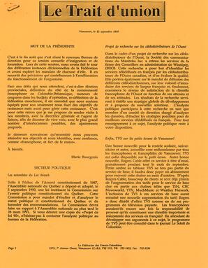   LE TRAIT D'UNION, 1990   , page 1