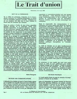   LE TRAIT D'UNION, 1990   , page 1