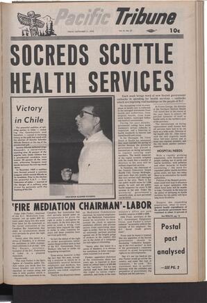   The Pacific Tribune - Friday, September 11, 1970   , page 1