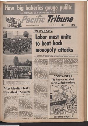   The Pacific Tribune - Friday, October 10, 1969   , page 1