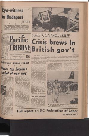   The Pacific Tribune - Friday, November 23, 1956   , page 1