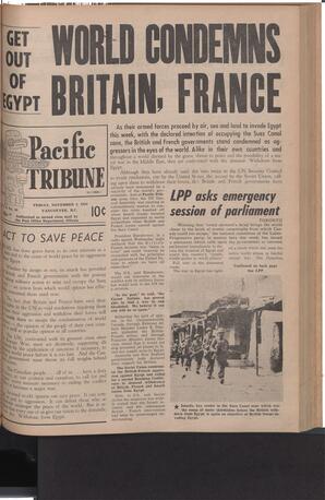   The Pacific Tribune - Friday, November 2, 1956   , page 1