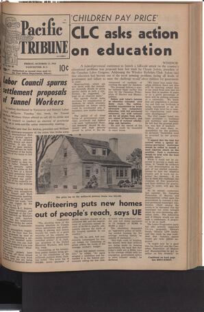   The Pacific Tribune - Friday, October 12, 1956   , page 1