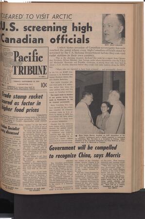   The Pacific Tribune - Friday, September 28, 1956   , page 1