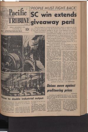   The Pacific Tribune - Friday, September 21, 1956   , page 1