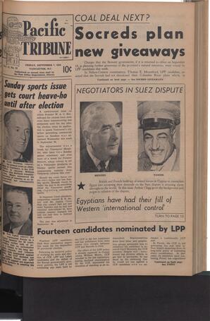   The Pacific Tribune - Friday, September 7, 1956   , page 1
