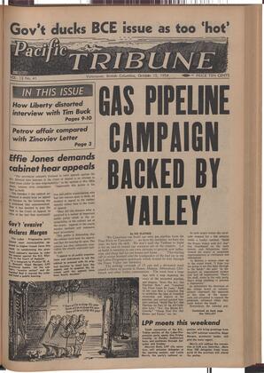   The Pacific Tribune - Friday, October 15, 1954   , page 1
