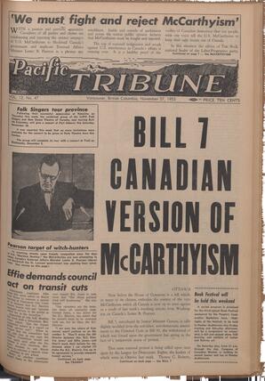   The Pacific Tribune - Friday, November 27, 1953   , page 1