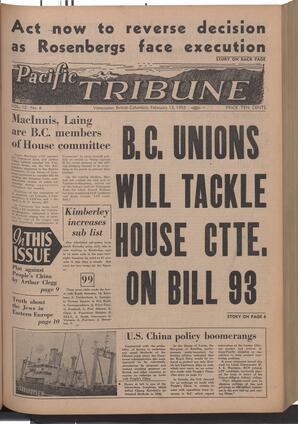   The Pacific Tribune - Friday, February 13, 1953   , page 1