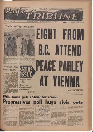   The Pacific Tribune - Friday, December 12, 1952   , page 1