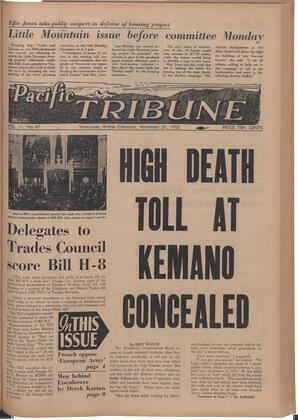   The Pacific Tribune - Friday, November 21, 1952   , page 1