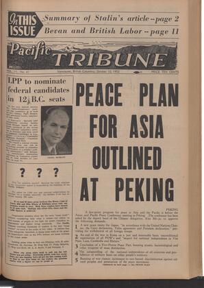   The Pacific Tribune - Friday, October 10, 1952   , page 1